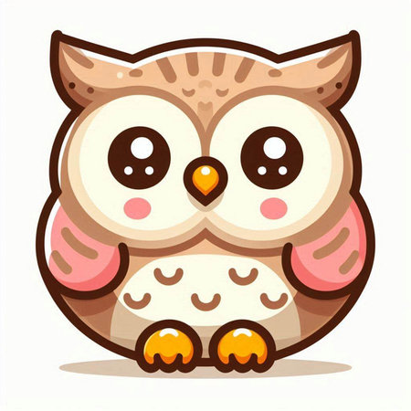 Cute cartoon owl isolated on a white background. Vector illustration.のイラスト素材