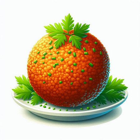 Ripe orange with parsley on a white background. Vector illustrationのイラスト素材