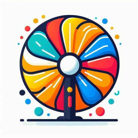 Illustration of spinning fan in flat design style on white background.のイラスト素材