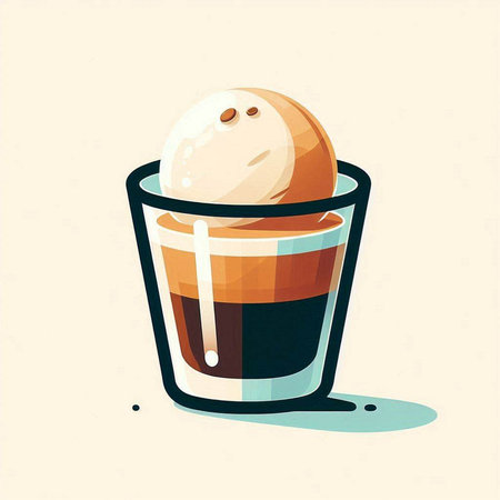 Coffee cup with ice cream, vector illustration in retro styleのイラスト素材