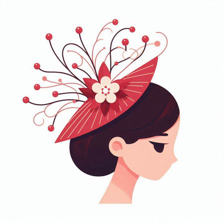 Vector illustration of a beautiful girl with red flower in her hair.のイラスト素材