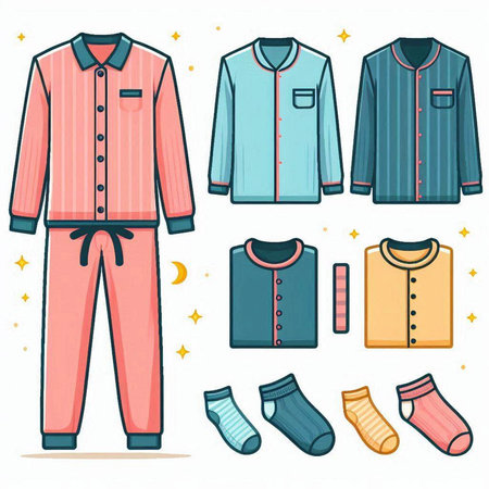 Set of pajamas. Men's clothing. Vector illustration.のイラスト素材