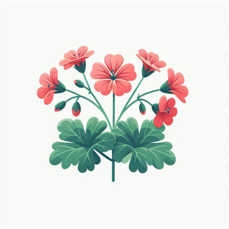 Geranium flowers isolated on white background. Hand drawn vector illustration.のイラスト素材