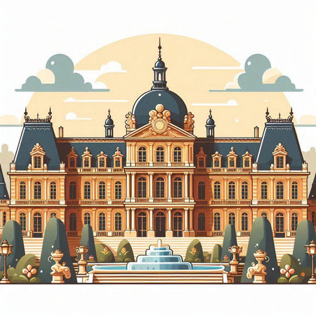Vienna, Austria - famous old town building. Vector illustration.のイラスト素材