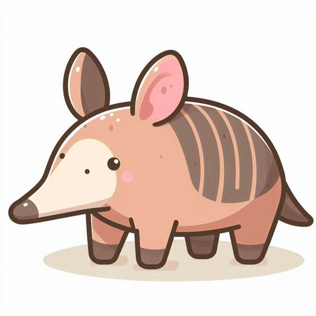 Armadillo isolated on white background. Cute cartoon vector illustration.のイラスト素材