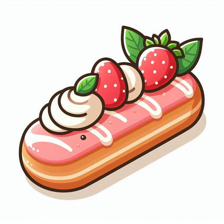 Strawberry cake isolated on a white background. Vector illustration.のイラスト素材
