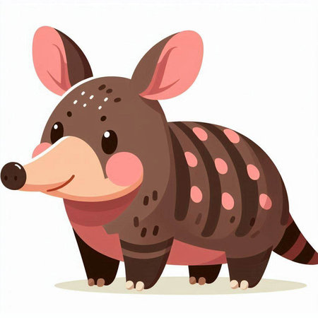 Cute cartoon little armadillo. Vector illustration isolated on white background.のイラスト素材