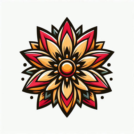 Vector illustration of stylized flower in the form of a circle.のイラスト素材