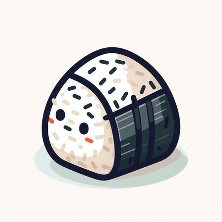 Illustration of japanese rice ball on a white background.のイラスト素材