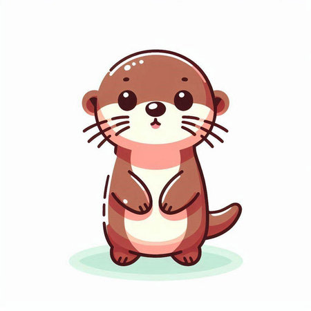 Cute otter on a white background. Vector illustration in a flat style.のイラスト素材
