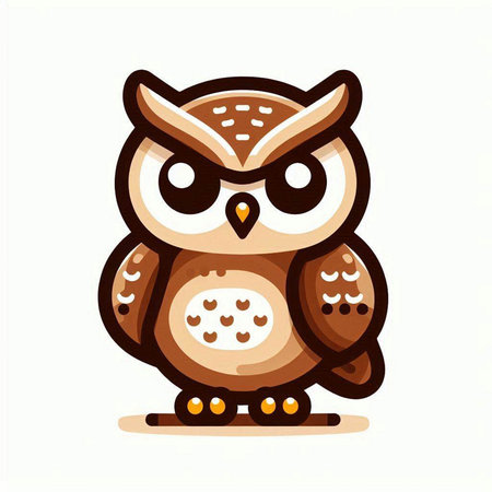 Cute cartoon owl. Vector illustration isolated on a white background.のイラスト素材