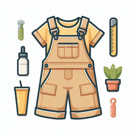 Vector illustration of a set of accessories for working in the garden.のイラスト素材