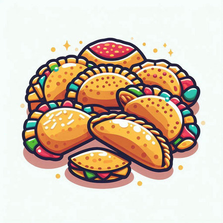 Illustration of a set of Indian sweets. Vector illustration in cartoon style.のイラスト素材