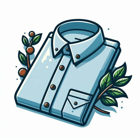 Men's shirt with leaves on a white background. Vector illustration.のイラスト素材
