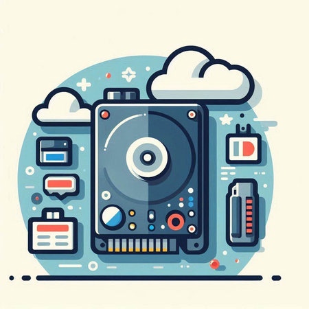 Vector illustration of modern flat design concept of music player and cloud computingのイラスト素材