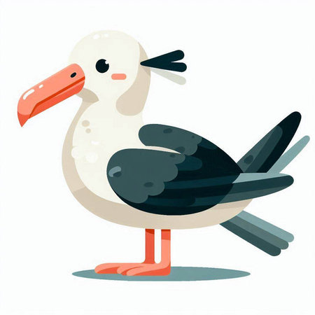 Cartoon seagull. Vector illustration of a seagull.のイラスト素材
