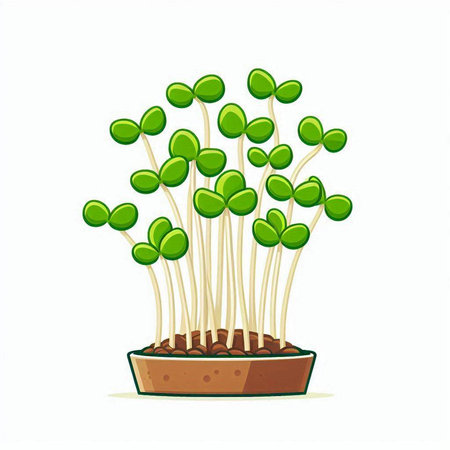 Green seedling in a pot isolated on white background. Vector illustration.のイラスト素材