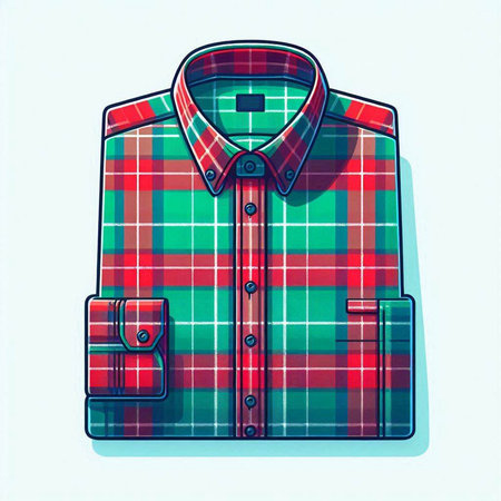 Illustration of a red checkered shirt on a white backgroundのイラスト素材