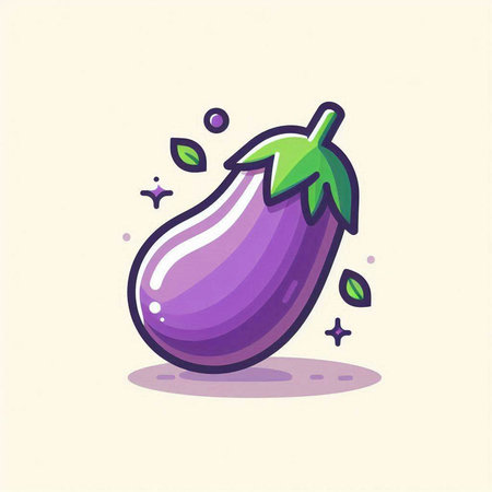 Eggplant vector illustration. Isolated on white background. Hand drawn style.のイラスト素材