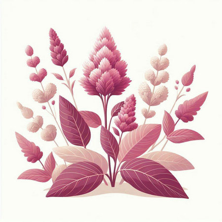 Celosia argentea. Hand drawn vector illustration.のイラスト素材