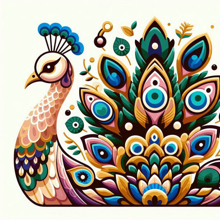 Peacock with ornamental pattern. Vector illustration for your designのイラスト素材