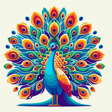 Peacock with colorful ornament. Vector illustration for your design.のイラスト素材