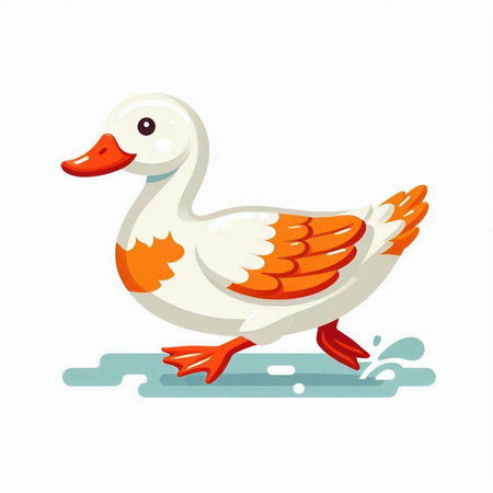 Cute cartoon duck. Vector illustration isolated on a white background.のイラスト素材