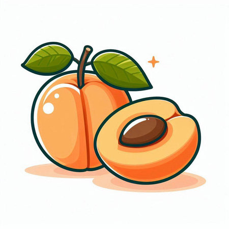 Apricot vector illustration. Isolated on a white background.のイラスト素材