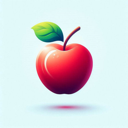 Red apple on a blue background. Vector illustration. Eps 10.のイラスト素材