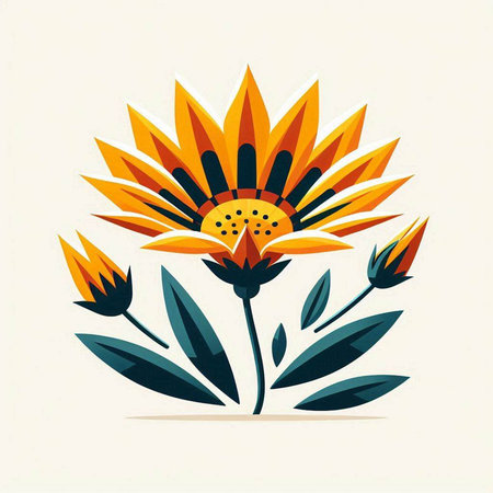 Vector illustration of a flower in retro style. Vector floral background.のイラスト素材