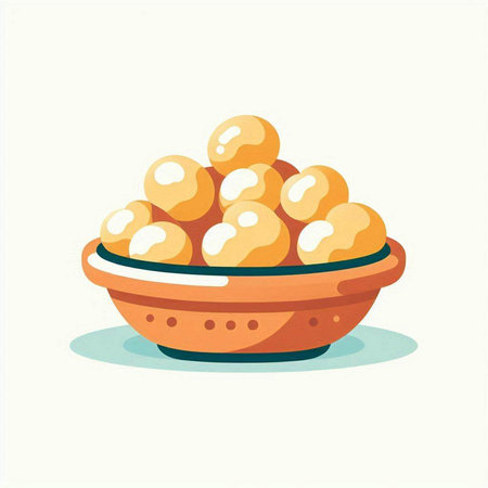 Ceramic bowl full of chickpeas. Vector illustration.のイラスト素材
