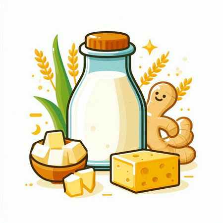 Milk and dairy products. Vector illustration of a dairy product.のイラスト素材
