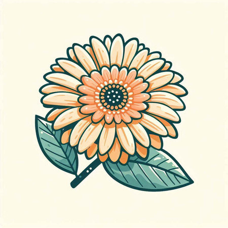 Gerbera flower. Hand drawn vector illustration in vintage style.のイラスト素材