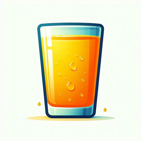 Orange juice in a glass on a white background. Vector illustration.のイラスト素材