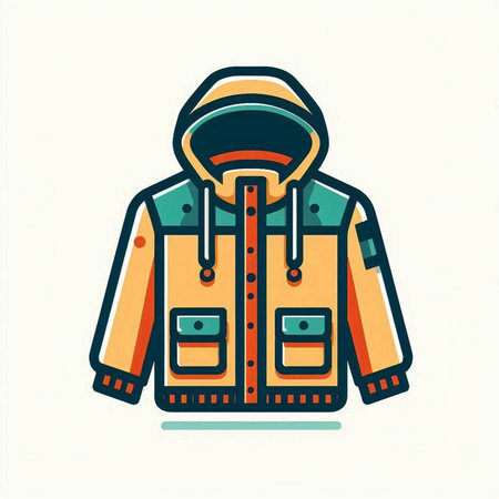 Winter jacket icon, vector illustration in flat style isolated on white background.のイラスト素材