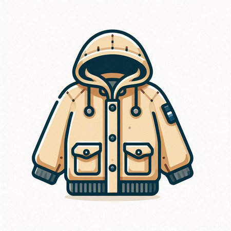 Vector illustration of a winter jacket on a white background. Winter clothes.のイラスト素材