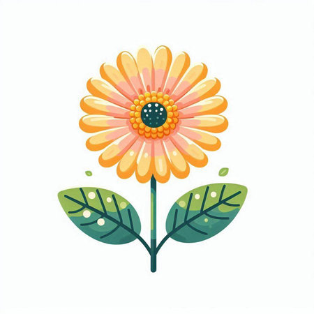 Beautiful orange gerbera flower on a white background. Vector illustration.のイラスト素材