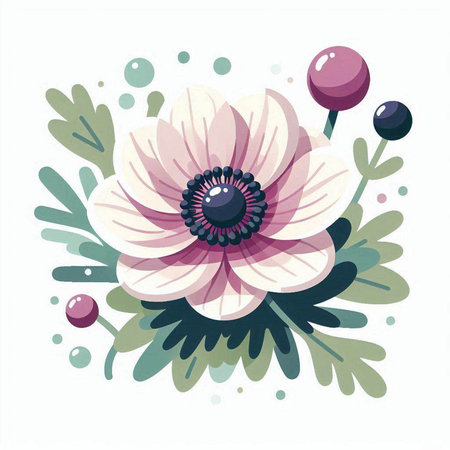 Hand drawn vector illustration of anemone flower in watercolor style.のイラスト素材