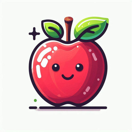 Cute apple cartoon vector illustration. Cute apple fruit character.のイラスト素材