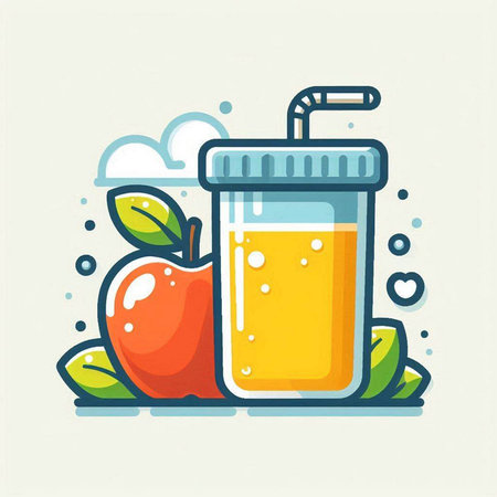 Fruit juice in a jar. Vector illustration in flat style.のイラスト素材