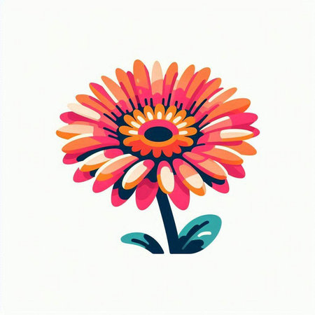 Beautiful colorful gerbera flower isolated on white background. Vector illustration.のイラスト素材