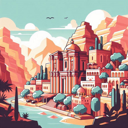 Rome, Italy. Cityscape of Rome, Italy. Vector illustrationのイラスト素材