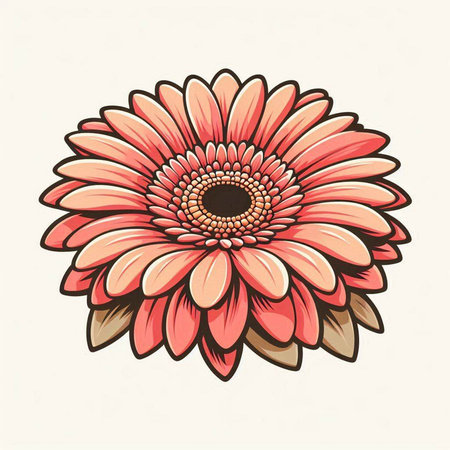 Beautiful red gerbera flower. Hand drawn vector illustration.のイラスト素材