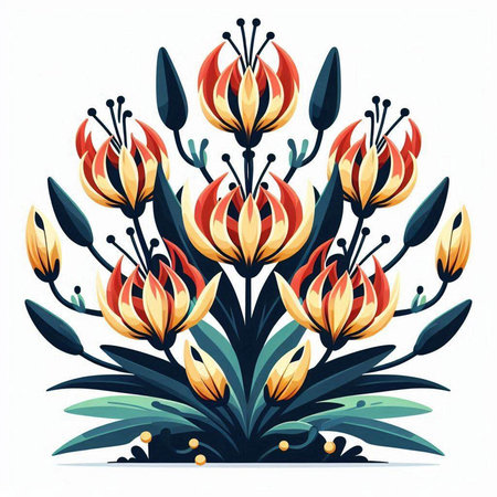 Floral bouquet with flowers. Vector illustration in retro style.のイラスト素材