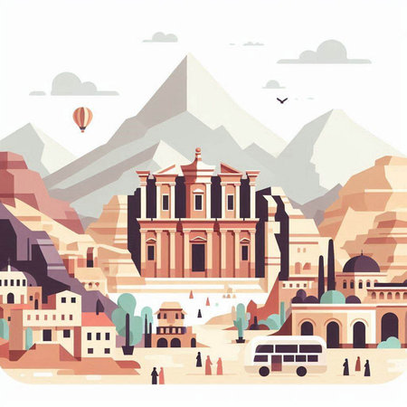 Travel to Egypt. Landmarks of Egypt. Illustration in flat styleのイラスト素材