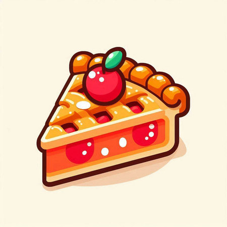 Cake with cherry on top. Vector illustration in cartoon style.のイラスト素材