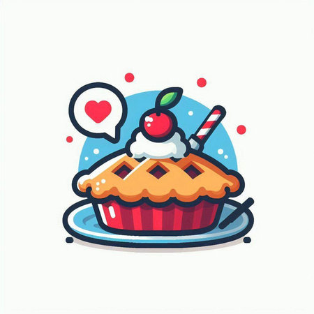 Cupcake with whipped cream and cherries. Vector illustration.のイラスト素材