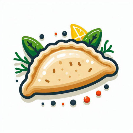 Illustration of a pie with herbs and spices on a white backgroundのイラスト素材