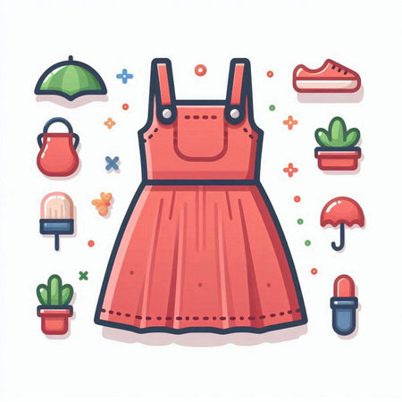 Clothes for children. Vector illustration of a girl's dress.のイラスト素材