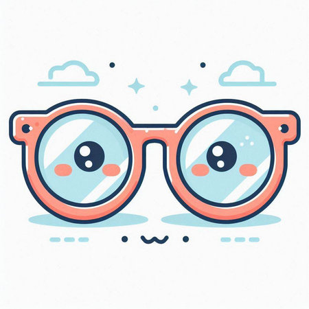 Cute glasses with eyes in cartoon style. Vector illustration on white background.のイラスト素材